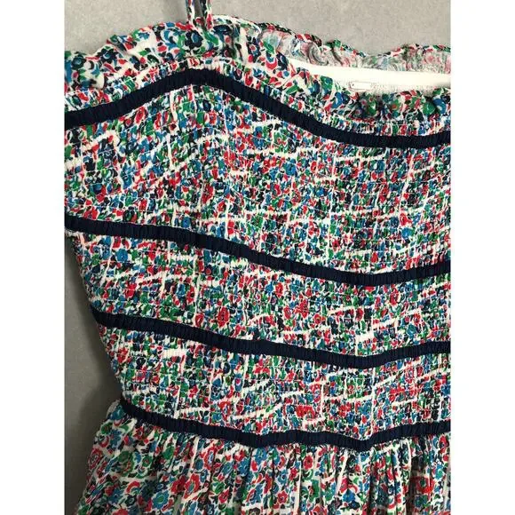 Free People Bali Checked Out Print Romper Women's Large Gardenia Combo NEW - Picture 2 of 11